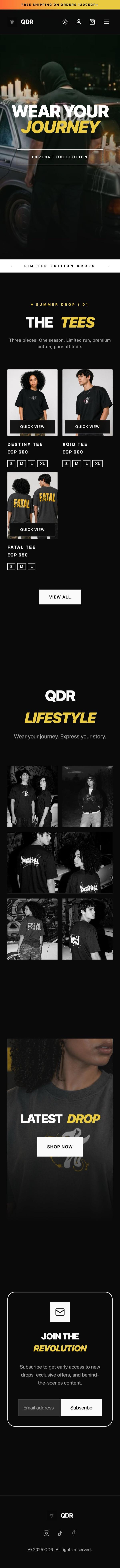 QDR website on mobile
